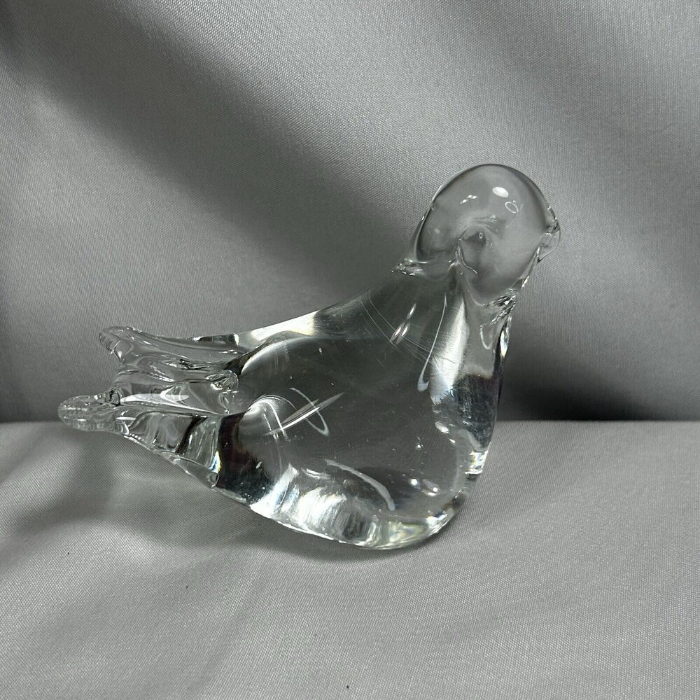 Art Glass Bird Figurine Paperweight Unmarked Clear Glass
